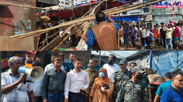 গাজীপুরে রেলের জমি থেকে অবৈধ স্থাপনা উচ্ছেদ